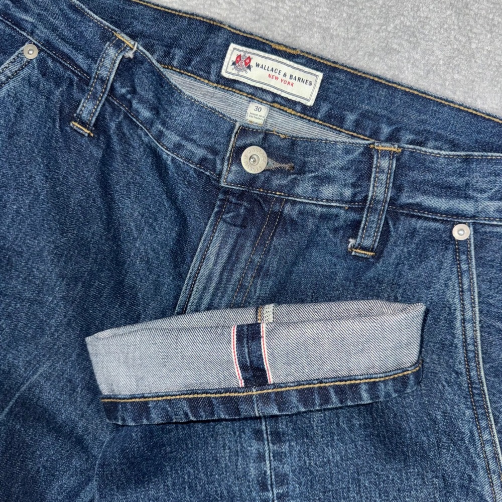 Wallace & Barnes Creased Slant Pocket Japanese Selvedge Denim Jeans Mens 30x31